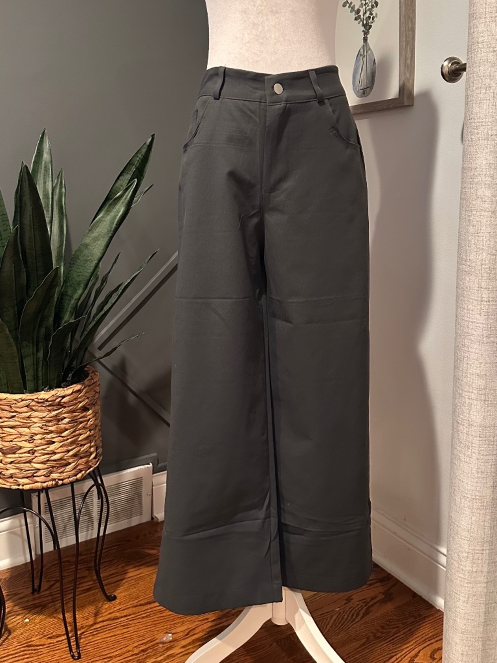 Tiktok Viral Gray High Rise Wide Leg Pants No Brand